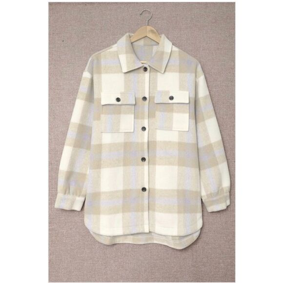 Green, Flannel, Plaid with Pockets Shacket - Picture 2 of 7